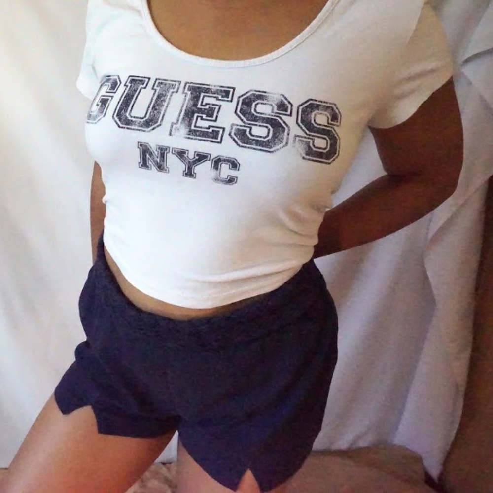 Navy Blue Linen Shorts with Triangle Cutou…